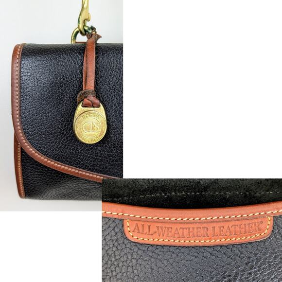 Dooney & Bourke AWL Leather Crossbody Envelope Clutch Black British Tan VTG 90s - Picture 5 of 11